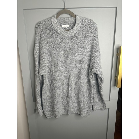 American Eagle By Payless Sweaters - American Eagle Women's Gray Knit Sweater‎ Crew Neck Long Sleeve Casual Size Med
